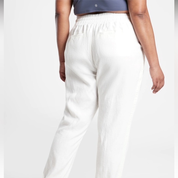NWT Athleta White Cabo Linen Jogger 6T tall - Picture 6 of 13